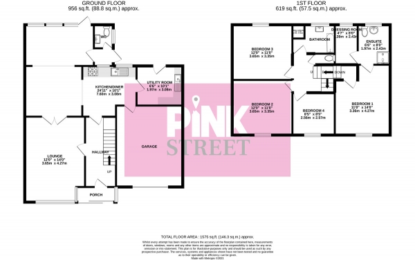 Floor Plan for 4 Bedroom Semi-Detached House for Sale in Inhurst Avenue, Waterlooville, PO7, 7QR -  &pound410,000