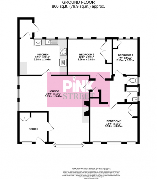 Floor Plan Image for 3 Bedroom Detached Bungalow for Sale in Hawthorn Road, Denmead