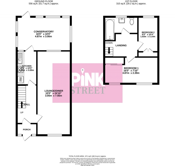 Floor Plan for 2 Bedroom Terraced House for Sale in Hampshire Street, Portsmouth, PO1, 5LH -  &pound220,000