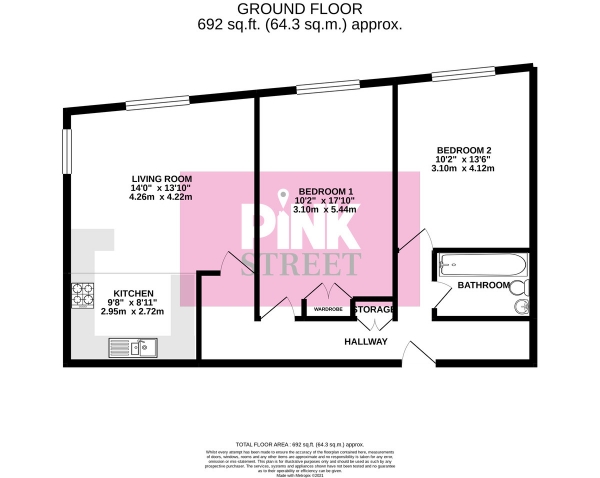 Floor Plan Image for 2 Bedroom Apartment to Rent in Mengham Road, Hayling Island