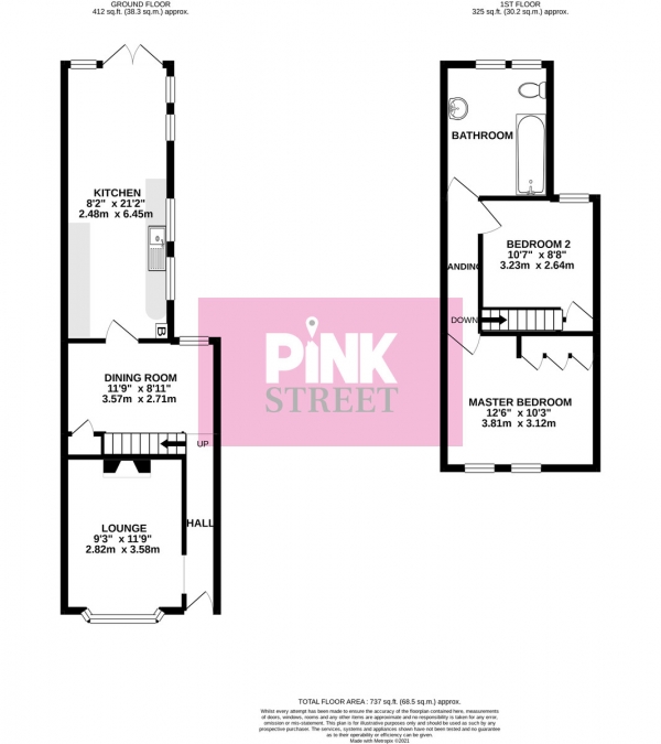 Floor Plan Image for 2 Bedroom Terraced House for Sale in Island View Terrace