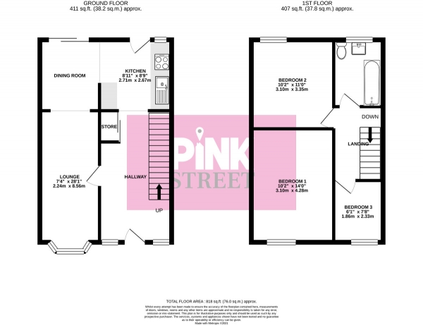 Floor Plan Image for 3 Bedroom End of Terrace House for Sale in Aylen Road, Portsmouth