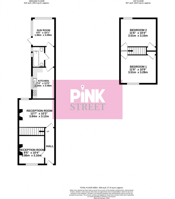 Floor Plan Image for 2 Bedroom Terraced House for Sale in Purbrook Road, Portsmouth