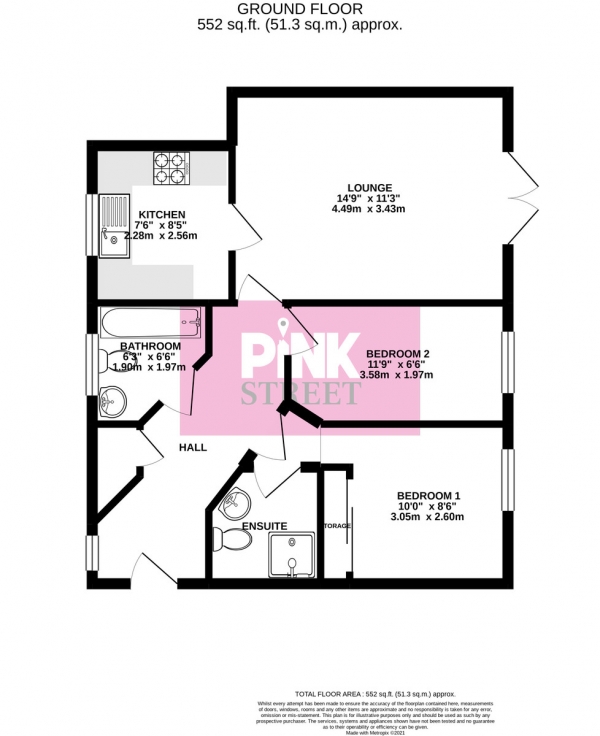 Floor Plan Image for 2 Bedroom Flat for Sale in Tudor Crescent, Portsmouth