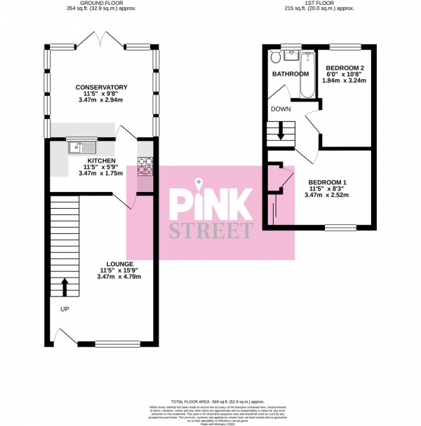 Floor Plan Image for 2 Bedroom Semi-Detached House to Rent in Walker Gardens, Hedge End