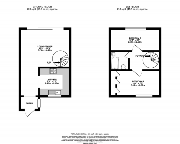 Floor Plan Image for 2 Bedroom Terraced House to Rent in The Linnets, Portchester