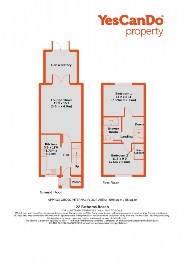 Floor Plan Image for 2 Bedroom Terraced House to Rent in Fathoms Reach, Hayling Island