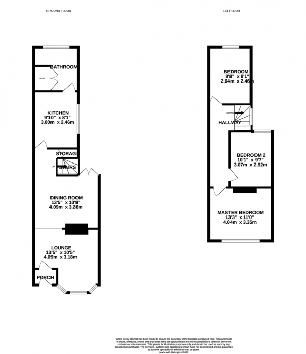 Floor Plan Image for 3 Bedroom Terraced House for Sale in Manor Road, Fratton