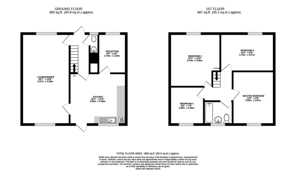 Floor Plan Image for 4 Bedroom Semi-Detached House to Rent in Longmynd Drive, Fareham