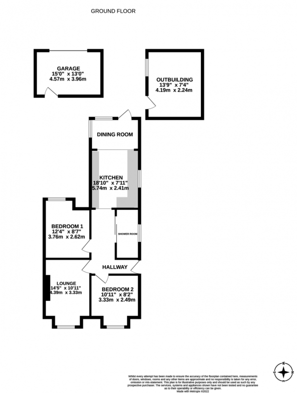 Floor Plan Image for 2 Bedroom Semi-Detached Bungalow for Sale in Gosport Road, Fareham