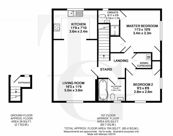 Floor Plan Image for 2 Bedroom Flat to Rent in Tappenden House, Fareham