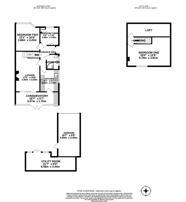 Floor Plan Image for 3 Bedroom Semi-Detached Bungalow for Sale in Nicholas Crescent, Fareham