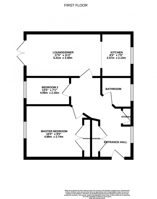 Floor Plan Image for 2 Bedroom Flat for Sale in Graduate Court, Tudor Crescent