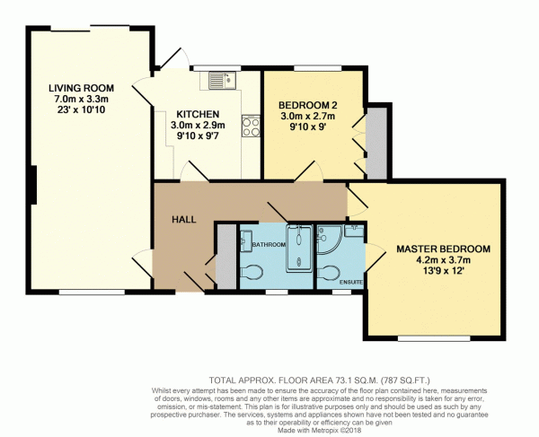 Floor Plan for 2 Bedroom Detached Bungalow for Sale in Oakdene Close, Bookham, Leatherhead, KT23, 4PT - Offers Over &pound520,000