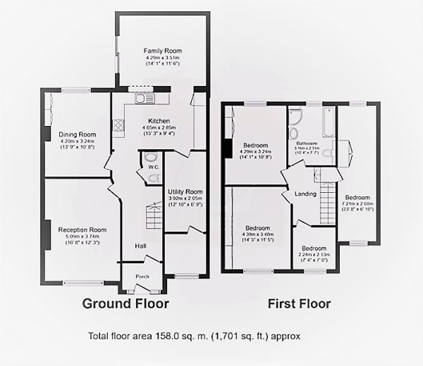 Floor Plan Image for 4 Bedroom Semi-Detached House for Sale in Chessington, Surrey