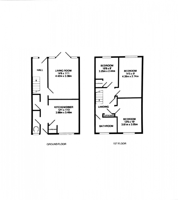 Floor Plan Image for 3 Bedroom Terraced House for Sale in Curtis Road, Epsom