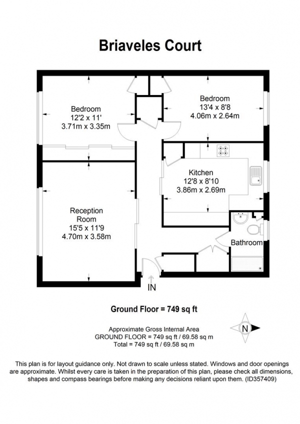 Floor Plan Image for 2 Bedroom Apartment for Sale in Epsom KT18