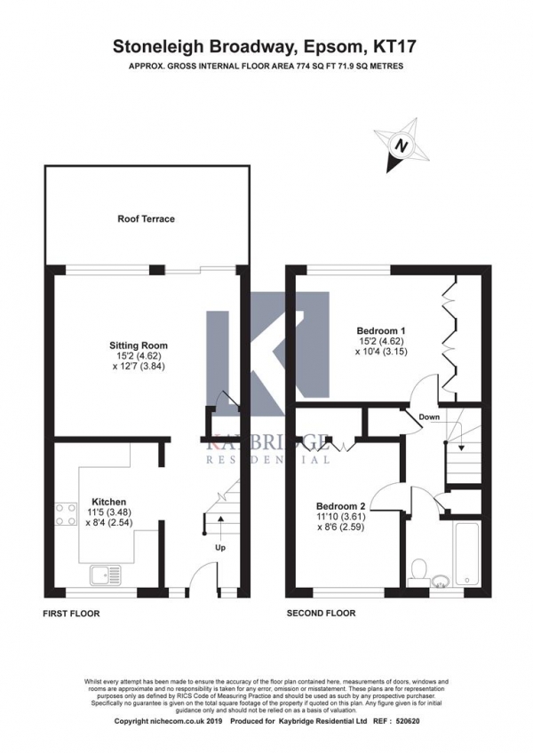 Floor Plan Image for 2 Bedroom Maisonette for Sale in Stoneleigh Broadway, Epsom