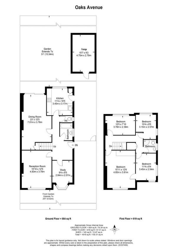 Floor Plan Image for 4 Bedroom Semi-Detached House for Sale in Worcester Park, KT4