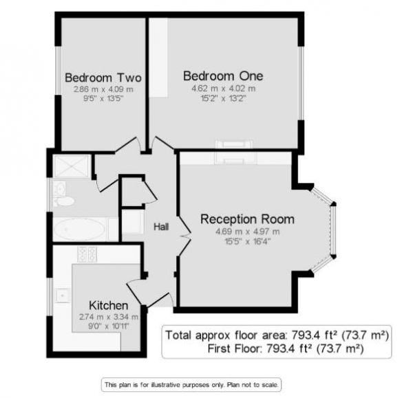 Floor Plan Image for 2 Bedroom Apartment for Sale in The Avenue, Worcester Park KT4