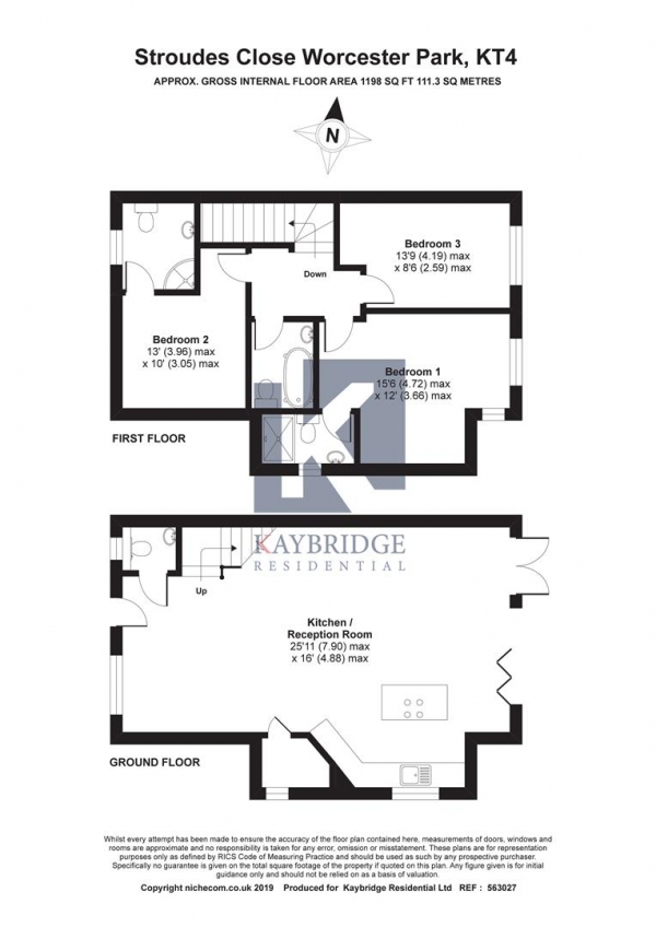 Floor Plan Image for 3 Bedroom Semi-Detached House for Sale in Worcester Park,KT4