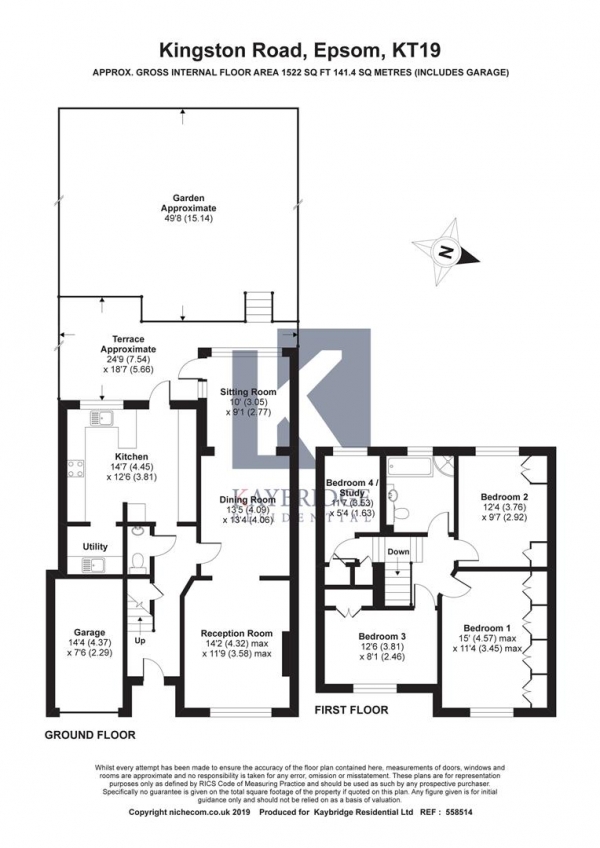 Floor Plan Image for 4 Bedroom Semi-Detached House for Sale in Kingston Road, Epsom