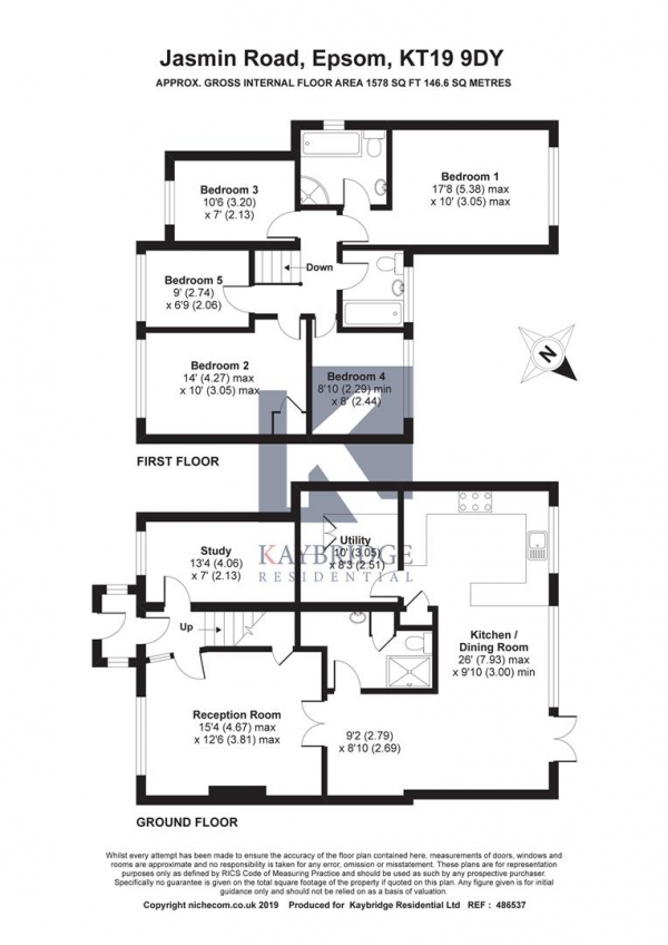 Floor Plan Image for 5 Bedroom Semi-Detached House for Sale in Ewell,Epsom,Surrey