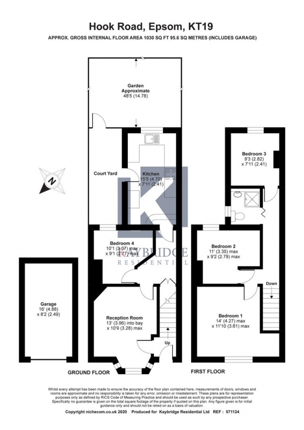 Floor Plan Image for 3 Bedroom Terraced House for Sale in Hook Road, Epsom