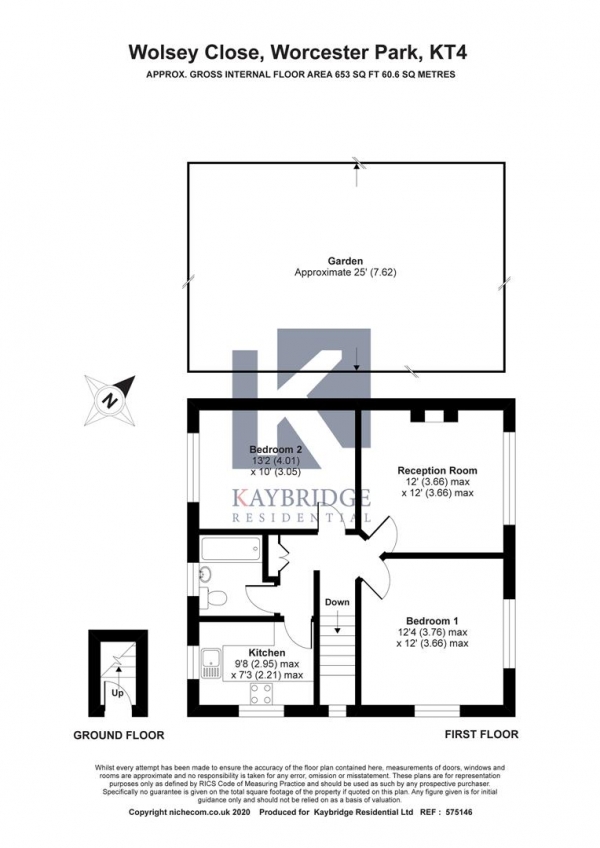 Floor Plan Image for 2 Bedroom Maisonette for Sale in KT4, Worcester Park