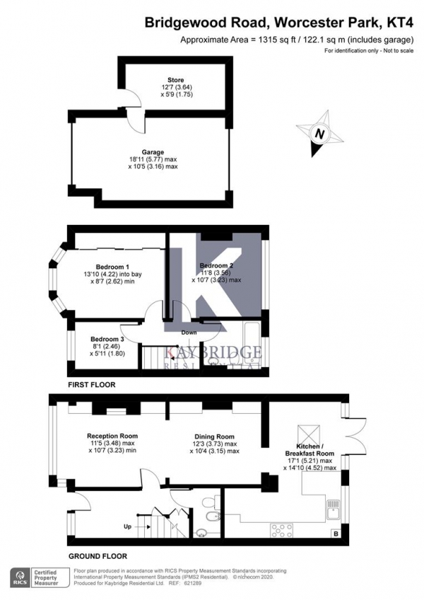 Floor Plan Image for 3 Bedroom Property for Sale in KT4, Worcester Park