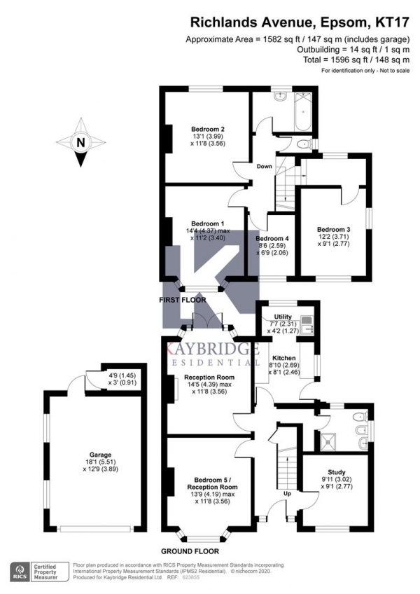 Floor Plan for 4 Bedroom Semi-Detached House for Sale in Richlands Avenue, Epsom, KT17, 2JW - Offers in Excess of &pound625,000