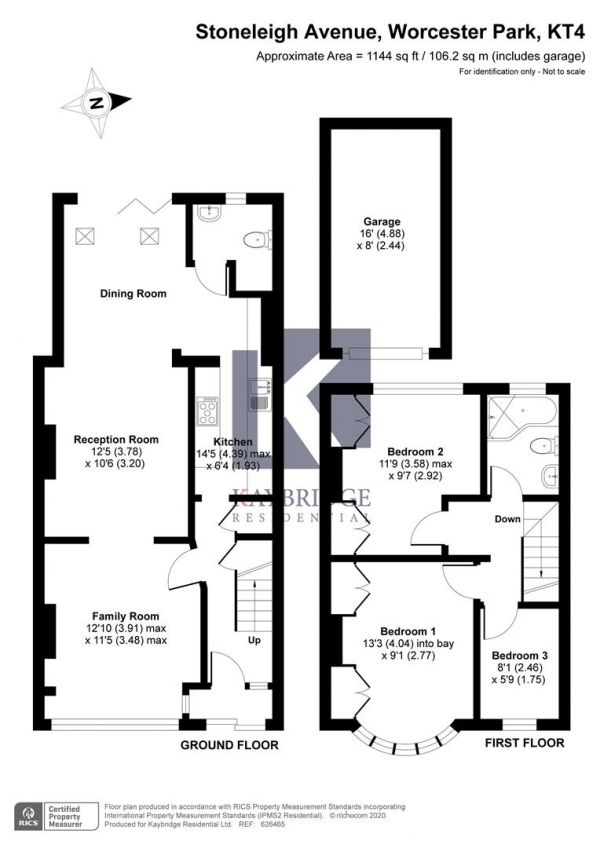 Floor Plan Image for 3 Bedroom Terraced House for Sale in Stoneleigh Avenue, Worcester Park