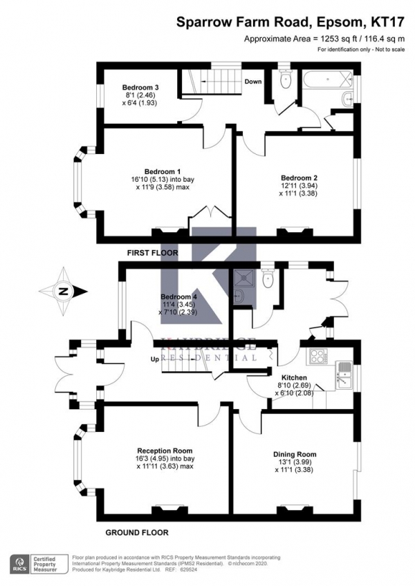 Floor Plan for 4 Bedroom Semi-Detached House for Sale in Sparrow Farm Road, Epsom, KT17, 2LP - Offers in Excess of &pound650,000