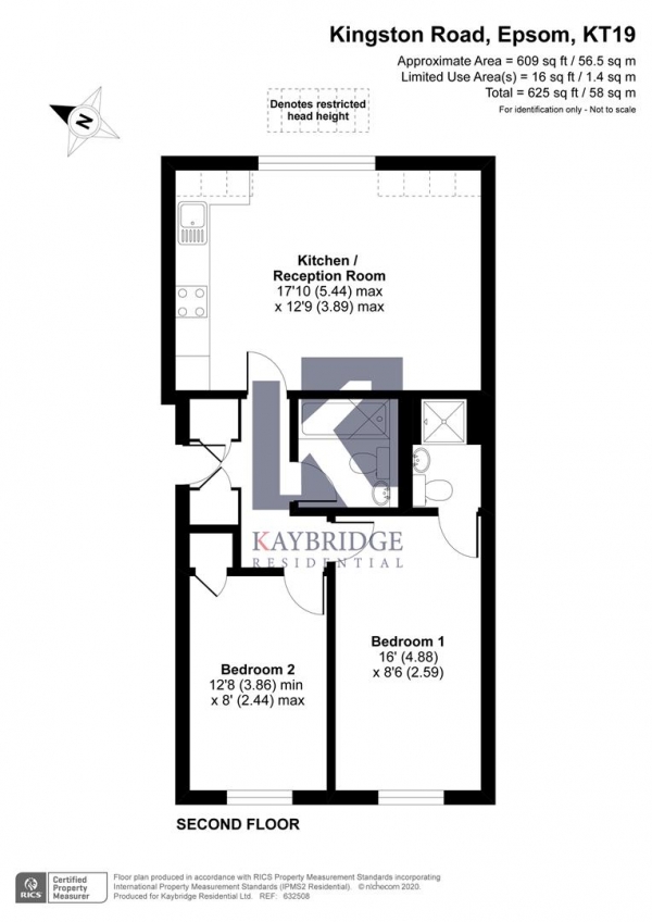 Floor Plan Image for 2 Bedroom Flat for Sale in KT19, Epsom