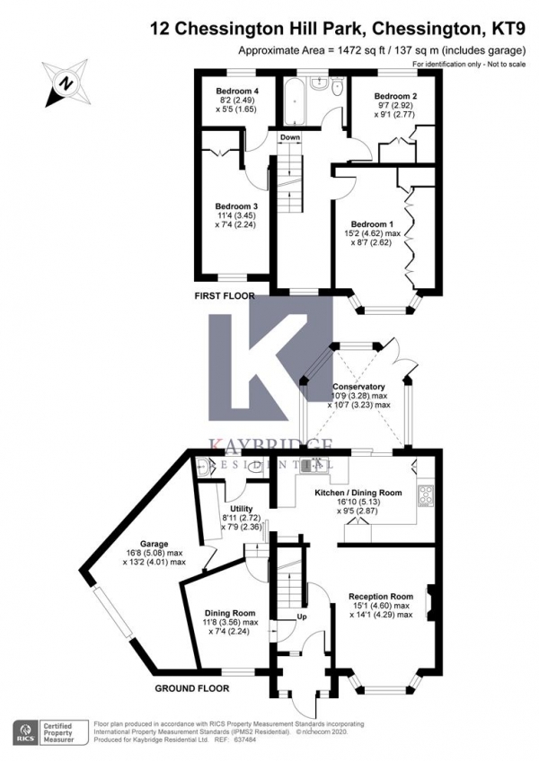 Floor Plan Image for 4 Bedroom End of Terrace House for Sale in Chessington Hill Park, Chessington