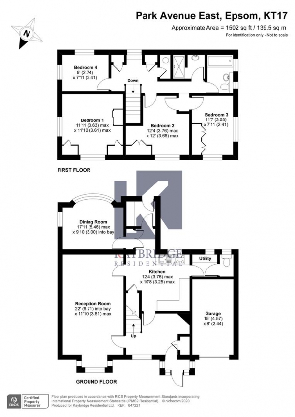 Floor Plan for 4 Bedroom Detached House for Sale in Park Avenue East, Epsom, KT17, 2NY - OIRO &pound850,000