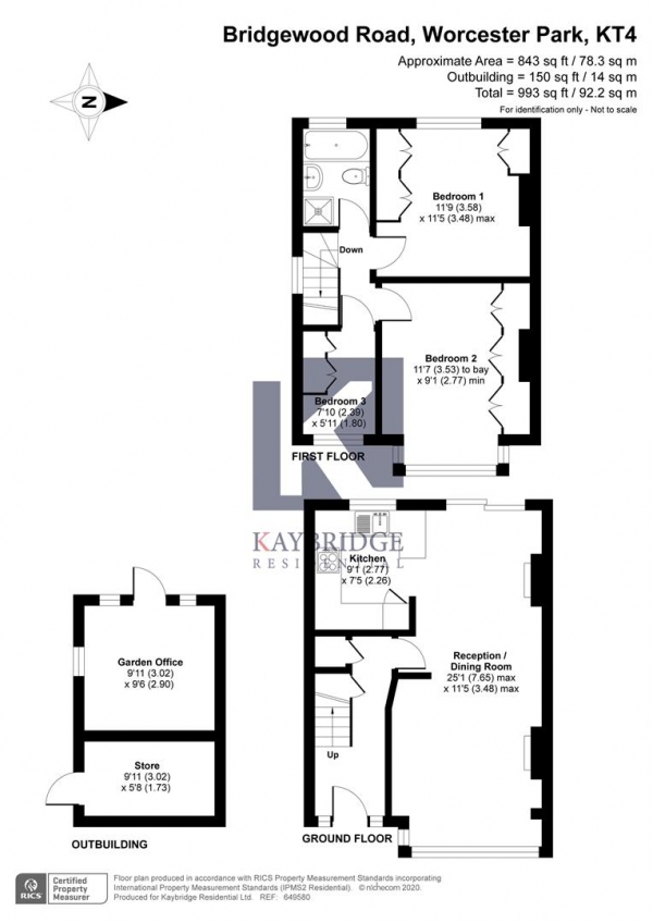 Floor Plan Image for 3 Bedroom Property for Sale in Bridgewood Road, Worcester Park