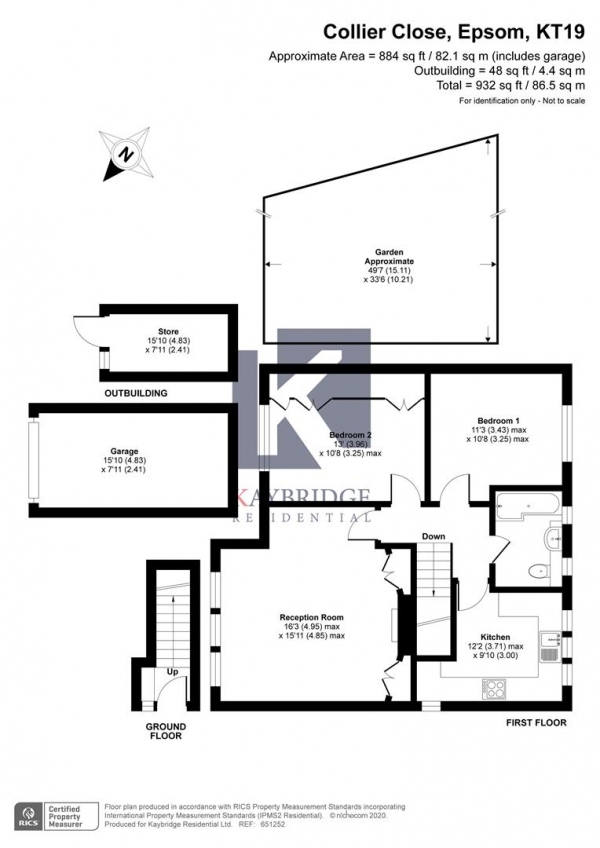 Floor Plan Image for 2 Bedroom Maisonette for Sale in Collier Close, Epsom