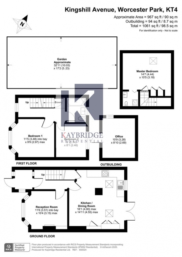 Floor Plan Image for 3 Bedroom Terraced House for Sale in Kingshill Avenue, Worcester Park