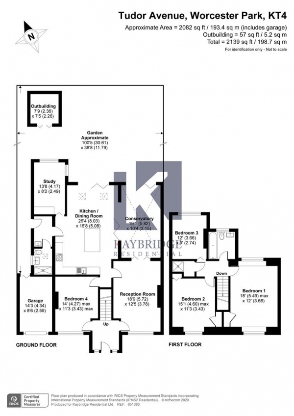 Floor Plan Image for 4 Bedroom Detached House for Sale in Tudor Avenue, Worcester Park