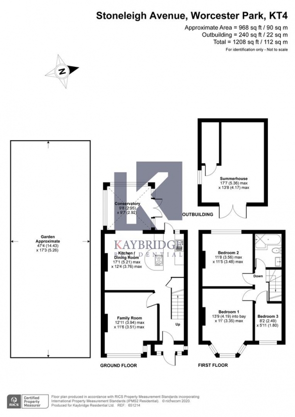 Floor Plan Image for 3 Bedroom Terraced House for Sale in Stoneleigh Avenue, Worcester Park