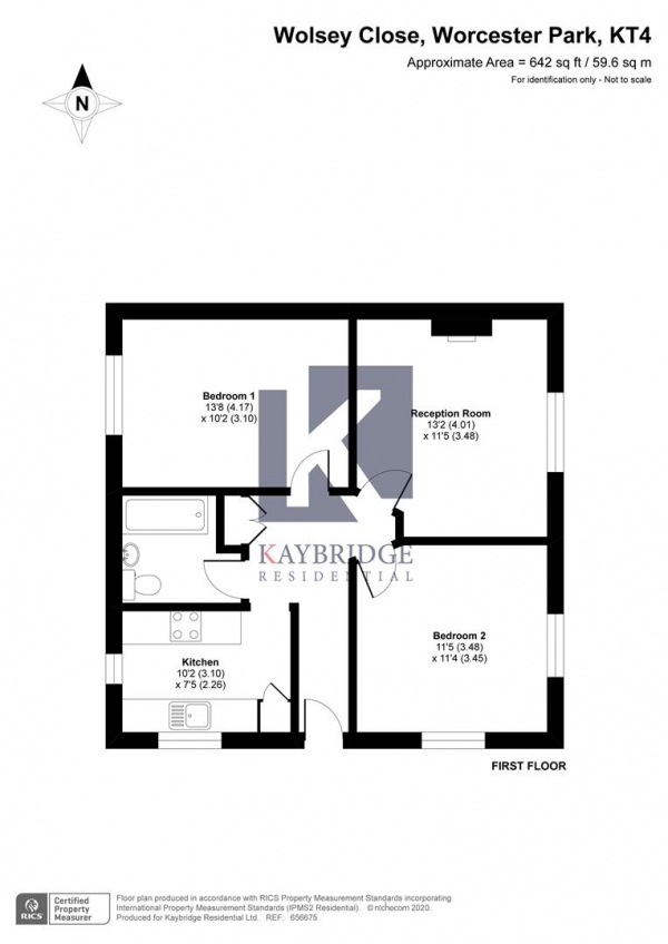 Floor Plan Image for 2 Bedroom Maisonette for Sale in Wolsey Close, Worcester Park