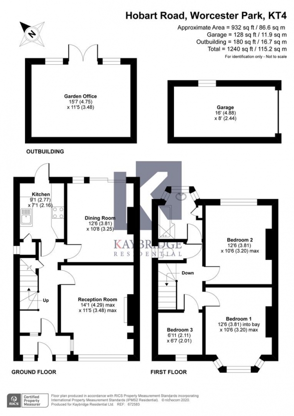 Floor Plan Image for 3 Bedroom Semi-Detached House for Sale in Hobart Road, Worcester Park