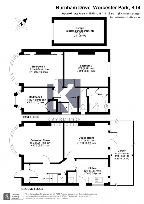 Floor Plan Image for 3 Bedroom Semi-Detached House for Sale in Burnham Drive, Worcester Park