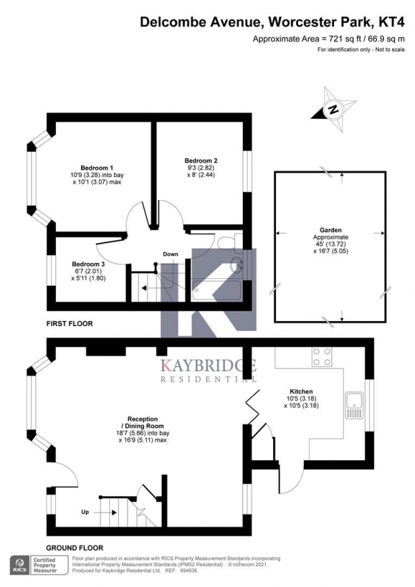 Floor Plan Image for 3 Bedroom Terraced House for Sale in Delcombe Avenue, Worcester Park