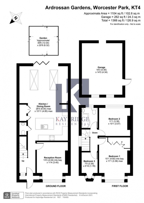 Floor Plan Image for 3 Bedroom End of Terrace House for Sale in Ardrossan Gardens, Worcester Park