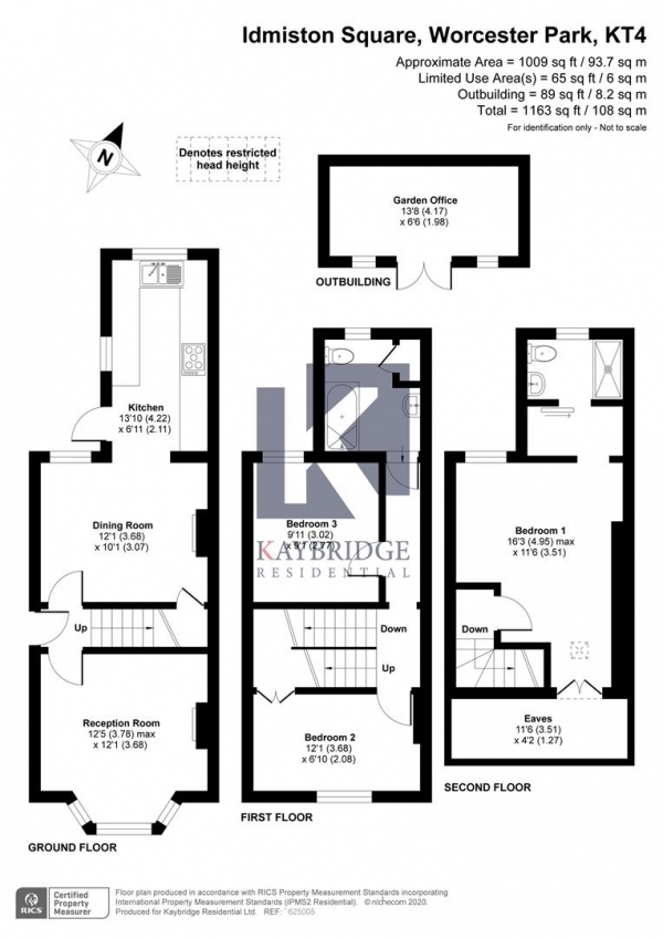 Floor Plan Image for 3 Bedroom End of Terrace House for Sale in KT4, Worcester Park