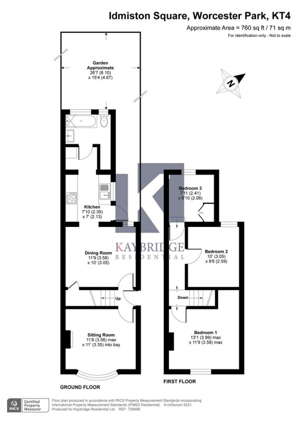 Floor Plan Image for 3 Bedroom End of Terrace House for Sale in Idmiston Square, Worcester Park