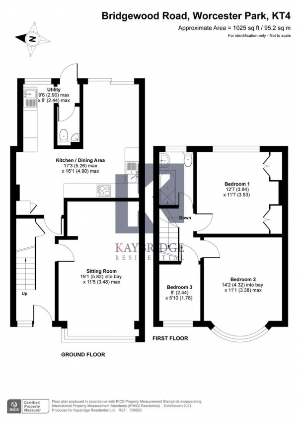 Floor Plan Image for 3 Bedroom Terraced House for Sale in Bridgewood Road, Worcester Park