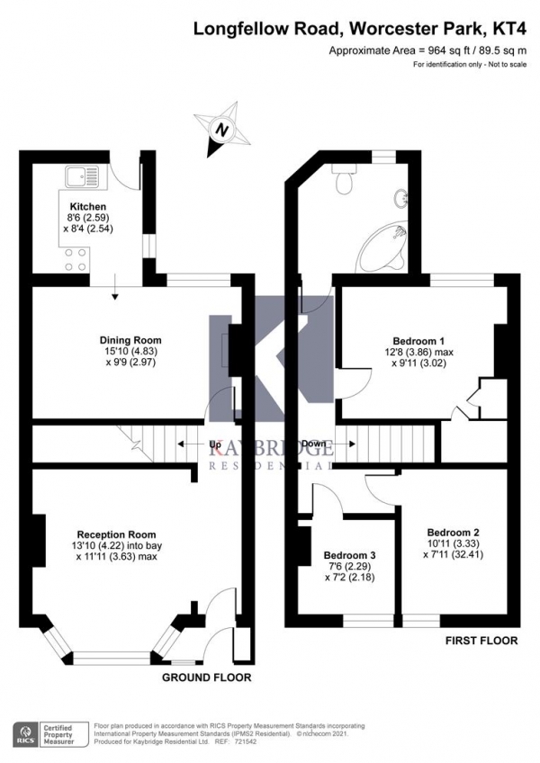 Floor Plan Image for 3 Bedroom Terraced House for Sale in Longfellow Road, Worcester Park